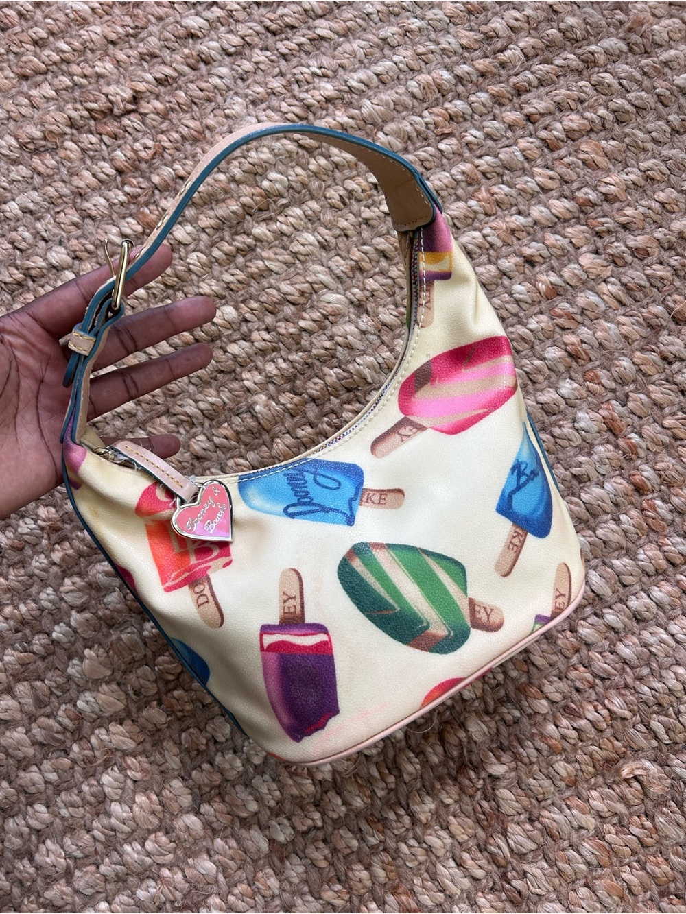 Dooney & Bourke Cream Popsicle Print Shoulder Bag with Multicolor Accents